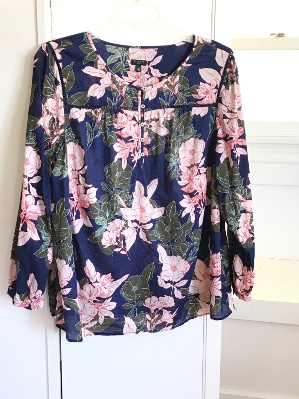 TALBOTS Botanical Floral Cotton Blouse Women’s Plus Size 2X